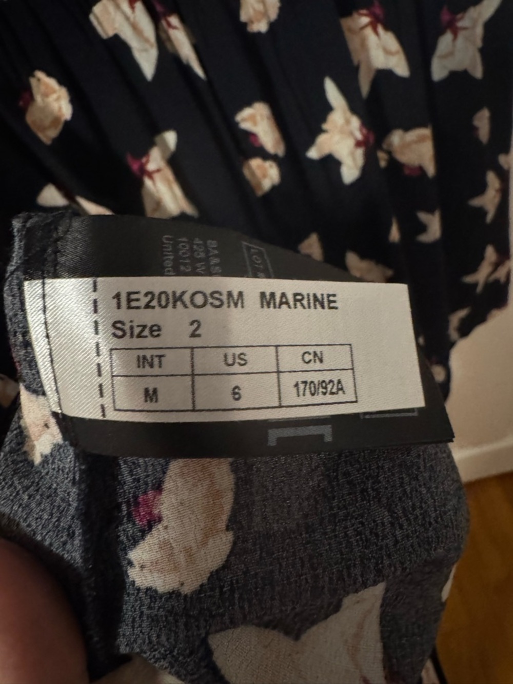 ba&sh Marine Navy Magnolia Floral Mini Dress Button Front Cinched Waist: US 6 - Picture 5 of 7